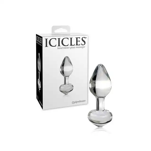 Icicles No.44 Clear - Szklana wtyczka analna 8 cm