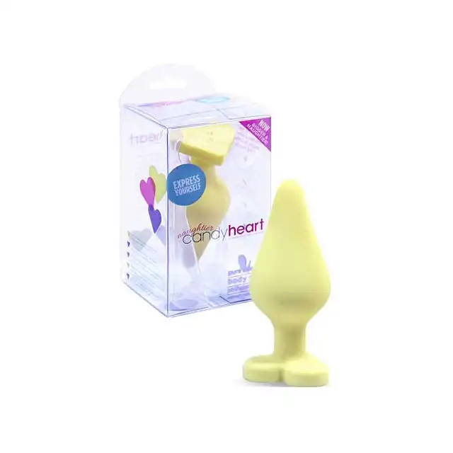 BlushNovelties - Candy Heart Yellow z napisem: Fill Me Up. Rozmiar L.