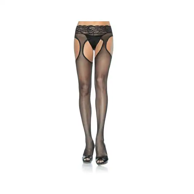 Leg Avenue - Sheer Suspender Hose. Rajstopy Z Otwartym Krokiem. Plus Size.