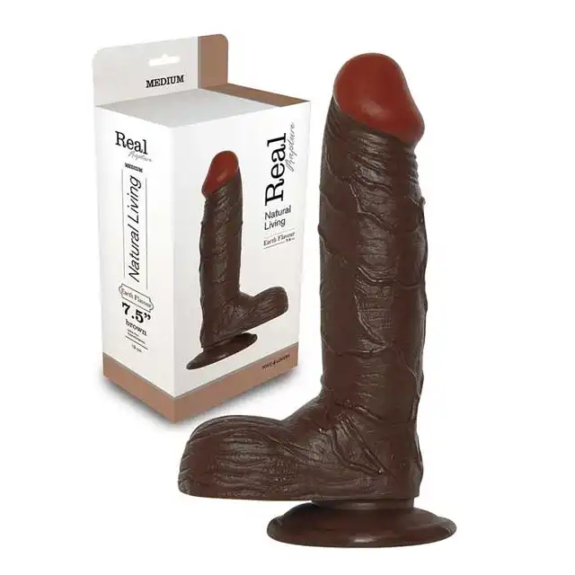 Real Rapture - Realistyczne, Brązowe Dildo. Medium. 19 cm.