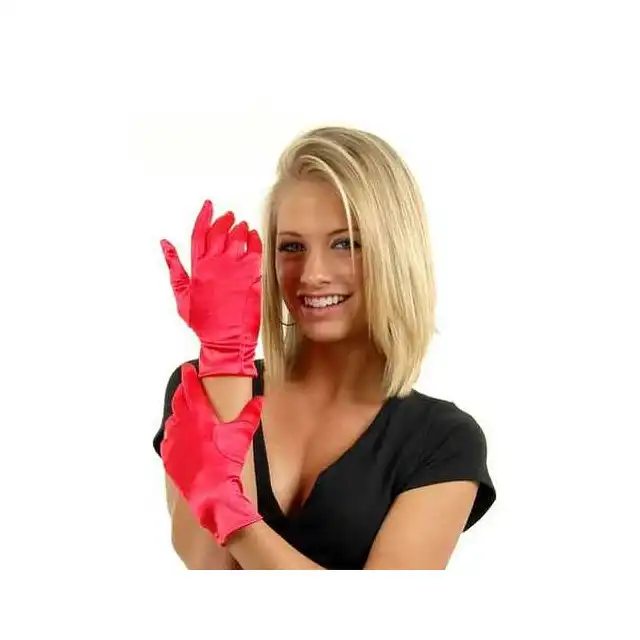 Leg Avenue - Wrist Length Satin Gloves O/S - Satynowe, czerwone rękawiczki.