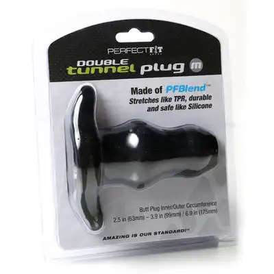 Perfect Fit - Double Tunnel Plug Medium Black - Korek analny.