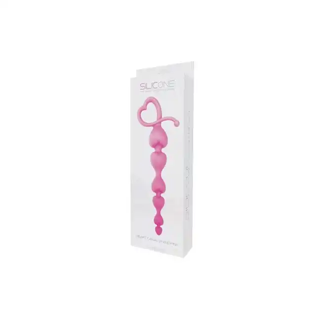 Silicone - Hearty Anal Wand Pink - Koraliki Analne. Serduszka.