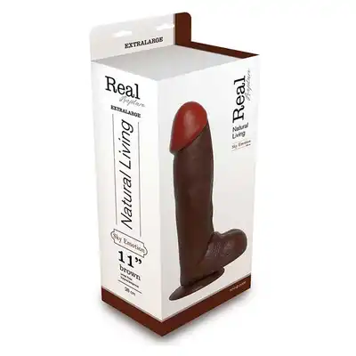 Real Rapture - Realistyczne, Brązowe Dildo. Extra Large. 28 cm.