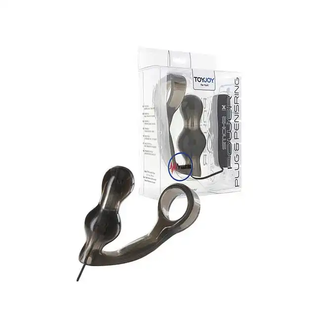 Toy Joy  - Manpower Plug &amp; Ring Vibr. Smoke -Wibrujący stymulator prostaty z ringiem