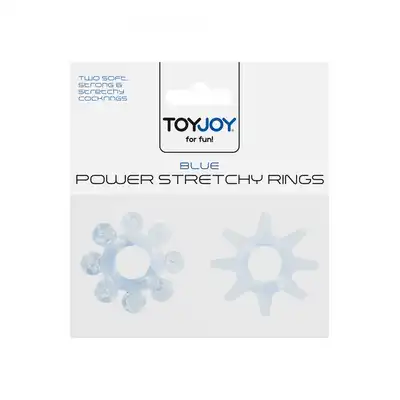 Power Stretchy Rings Blue 2Pcs - Rozciągliwe ringi podtrzymujące erekcje 2 sztuki
