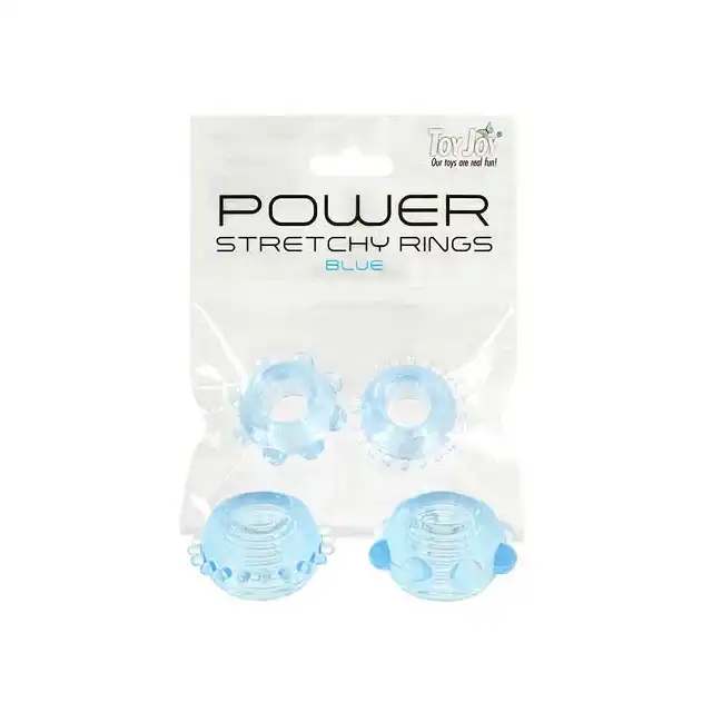 Power Stretchy Rings Blue 2Pcs - Rozciągliwe ringi podtrzymujące erekcje 2 sztuki