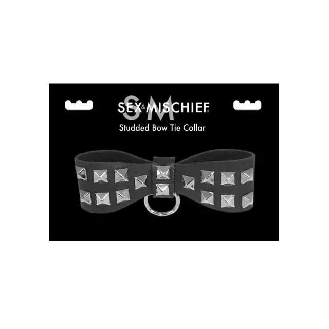 Sex&amp;Maschief- Studded Bow Tie Collar Obroża Z Kokardą Nabijaną Ćwiekami.