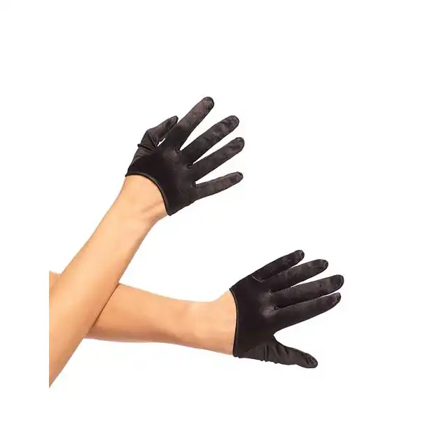 Leg Avenue O/S BLACK MINI Cropped Satin Ruffle Glove Piękne i Seksowne Rękawiczki