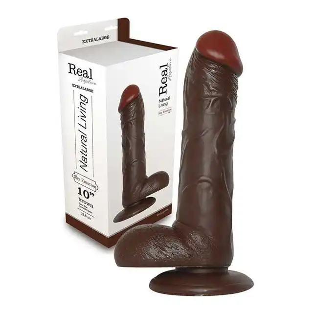 Real Rapture - Realistyczne, Brązowe Dildo. Extra Large. 25,5 cm.