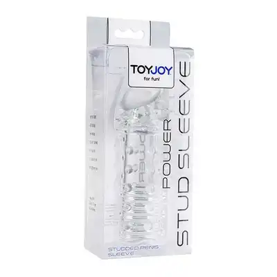 Toy Joy - Power Stud Sleeve Clear - Nakładka Na Penisa. Przedłuża, pogrubia, stymuluje.
