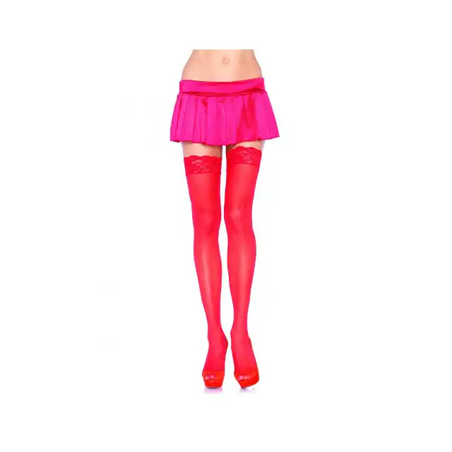 Leg Avenue - Sheer Thighs Highs With Lace Top. Czerwone Pończochy Do Pasa.