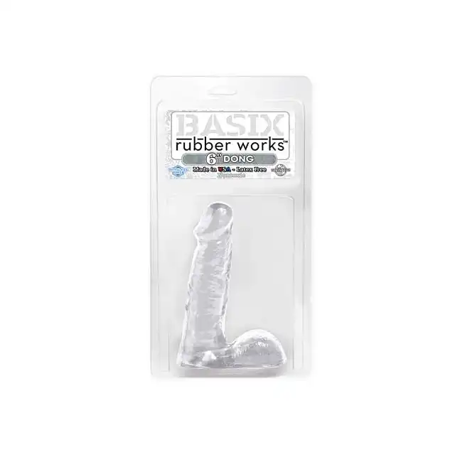 Basix -  Dong Clear. Realistyczne, żelowe dildo z przyssawką. 15 cm.