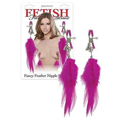 Fetish Fantasy Fancy Feather Nipple Clamps klamerki na sutki z różowymi piórkami