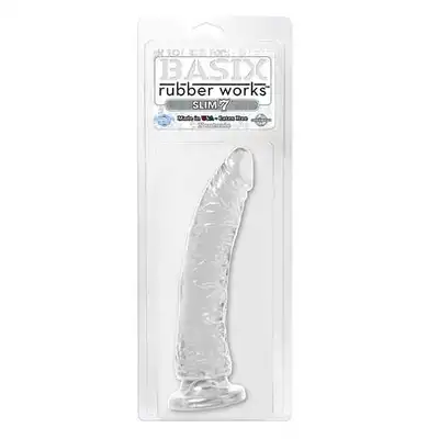 Basix - Slim Dong Clear. Realistyczne dildo żelowe, z przyssawką. 18 cm.