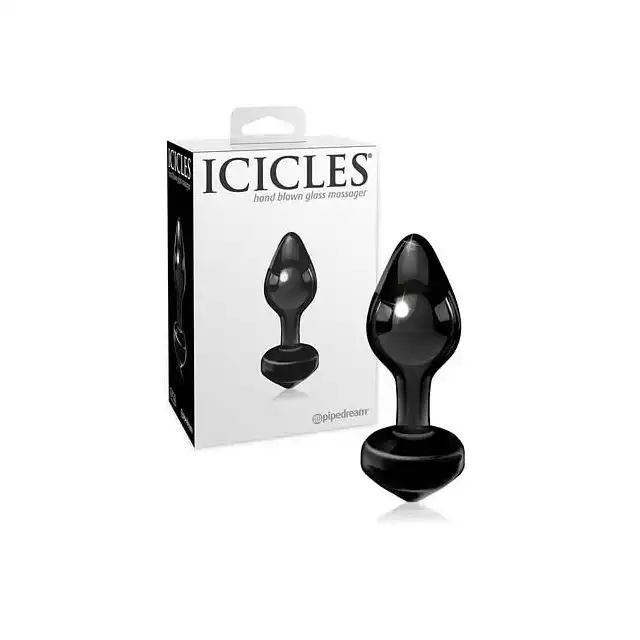 Icicles No.44 -  Wtyczka analna 8 cm z czarnego szkła.