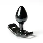 Perfect Fit - Strap On Butt Plug Small Black - Korek analny z otworami na pasek.