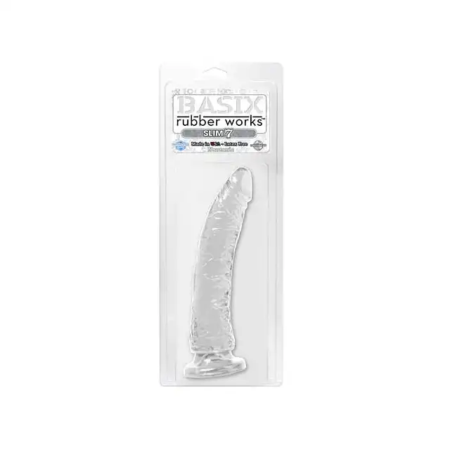Basix - Slim Dong Clear. Realistyczne dildo żelowe, z przyssawką. 18 cm.