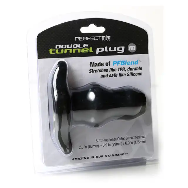 Perfect Fit - Double Tunnel Plug Medium Black - Korek analny.