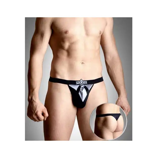 SoftLine - Thongs 4490 Black S/L. Softline - Stringi Policjanta.