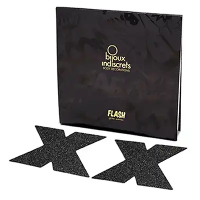 Bijoux Indiscrets - Flash Cross Black - Zmysłowe naklejkio na sutki