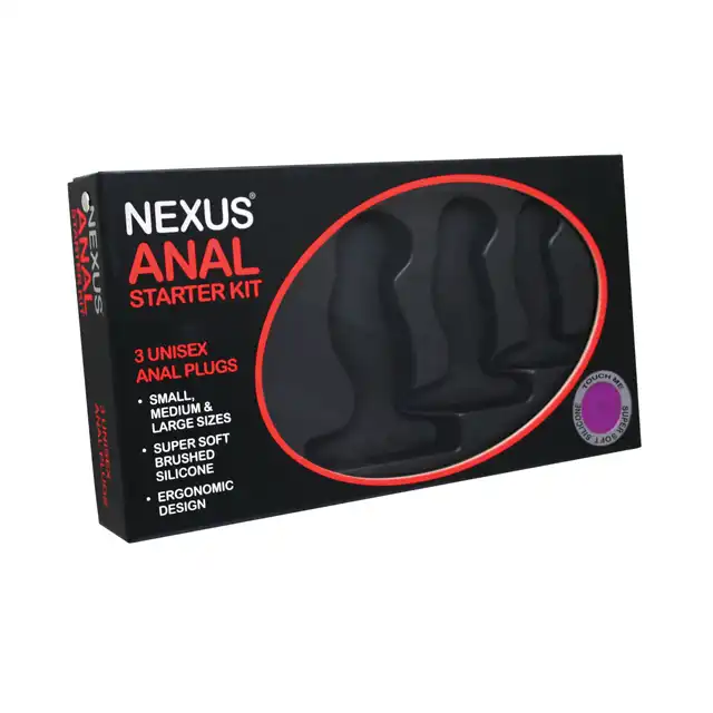 Nexus - anal starter kit. 3 rozmiary wtyczek. Aksamitny materiał.
