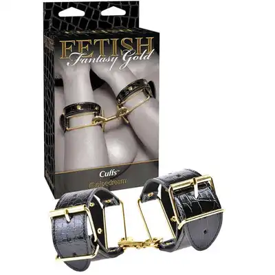 Fetish Fantasy Gold - Cuffs. Eleganckie Kajdanki Z Wzorem Krokodylej Skóry.