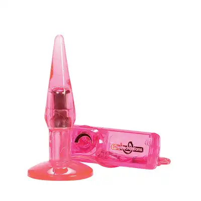 Unisex Clear Vibro Plug S Pink - Wtyczka analna z wibracjami.