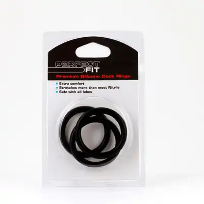 Perfect Fit - Silicone 3 Ring Kit Large Black - Zestaw trzech ringów, rozmiar L.