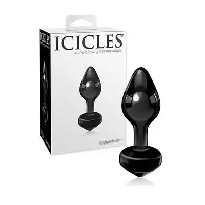 Icicles No.44 -  Wtyczka analna 8 cm z czarnego szkła.