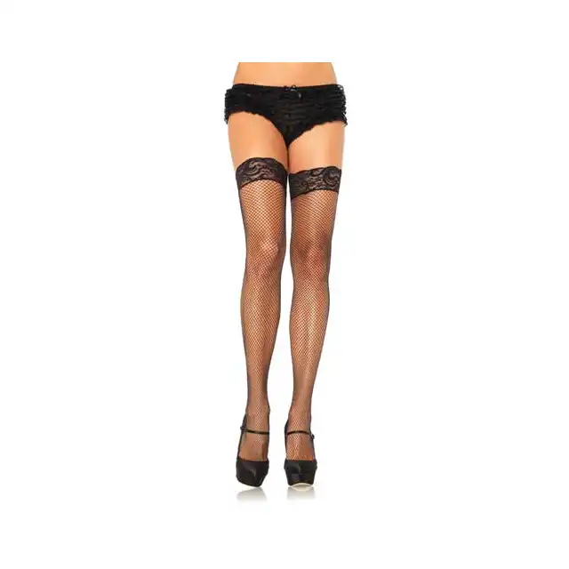 Leg Avenue - Fishnet Thigh Highs Stay Up Lace Top. Kabaretki Samonośne.