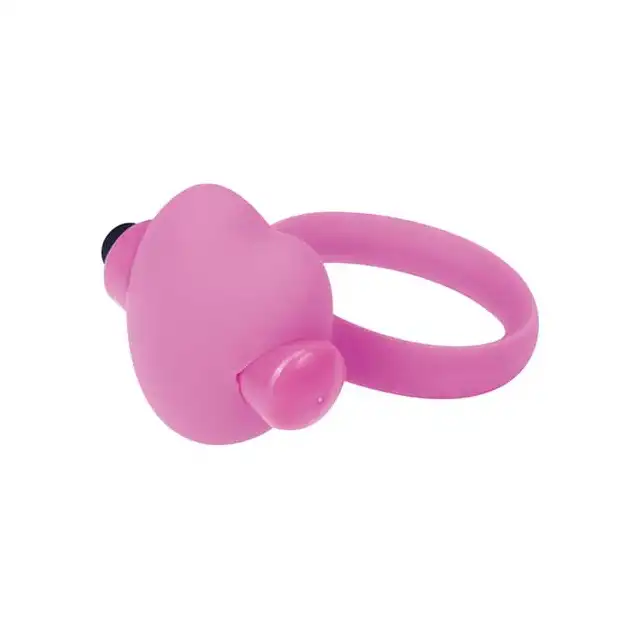 Silicone - Heart Beat Cockring Pink - Wibrujący Ring Przedłużający Stosunek.