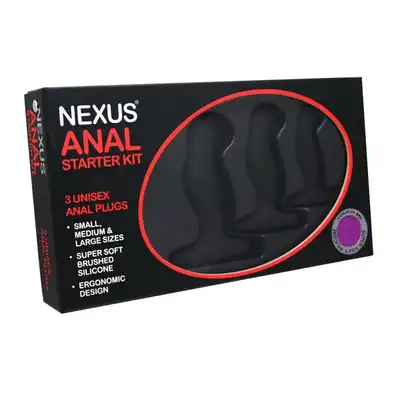 Nexus - anal starter kit. 3 rozmiary wtyczek. Aksamitny materiał.