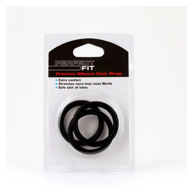 Perfect Fit - Silicone 3 Ring Kit Large Black - Zestaw trzech ringów, rozmiar L.