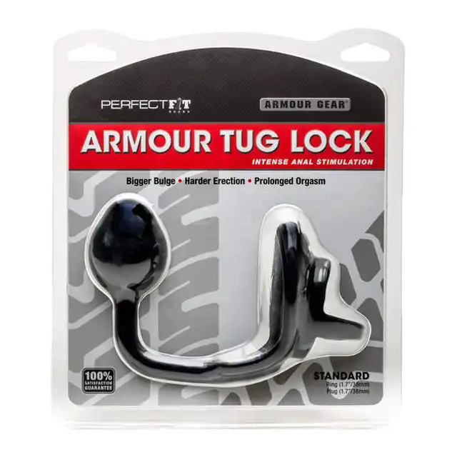 Perfect Fit - Armour Tug Lock Black - Nakładka połączona z plugiem.