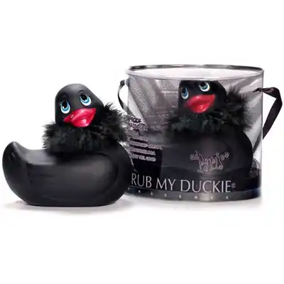Big Teaze toyz - I Rub My Duckie Paris Black - Duża wibrująca kaczuszka z kryształkiem  Swarovskiego