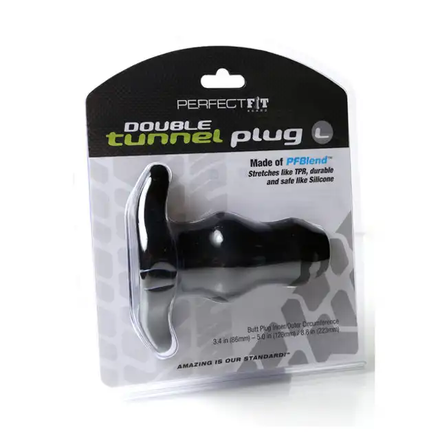 Perfect Fit - Double Tunnel Plug Large Black - Korek analny.