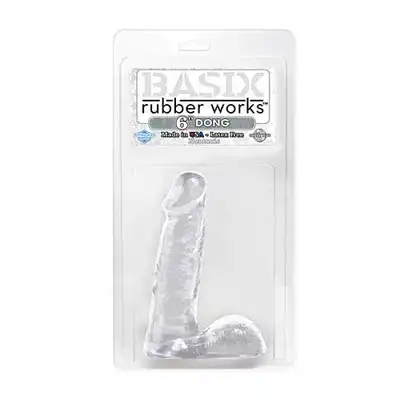 Basix -  Dong Clear. Realistyczne, żelowe dildo z przyssawką. 15 cm.