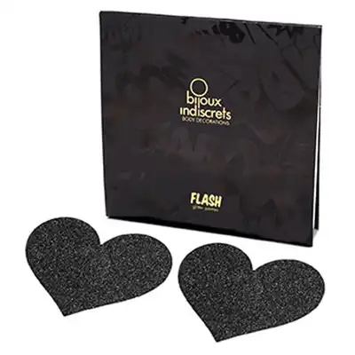 Bijoux indiscrets - Flash Heart Black - Zmysłowe naklejki na sutki.