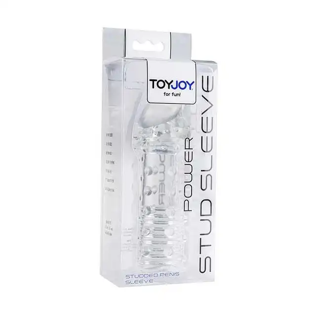 Toy Joy - Power Stud Sleeve Clear - Nakładka Na Penisa. Przedłuża, pogrubia, stymuluje.