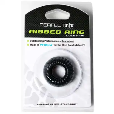 Perfect Fit - Ribbed Ring Black - Ring.
