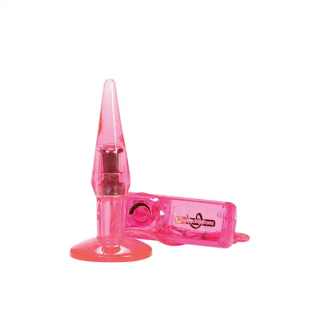 Unisex Clear Vibro Plug S Pink - Wtyczka analna z wibracjami.