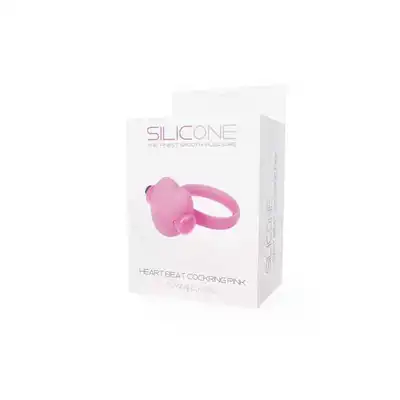 Silicone - Heart Beat Cockring Pink - Wibrujący Ring Przedłużający Stosunek.