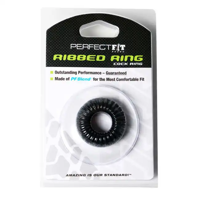 Perfect Fit - Ribbed Ring Black - Ring.