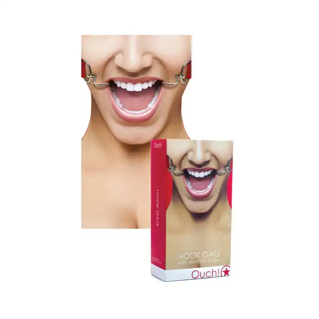 Ouch! - Hook Gag Red. Knebel z haczykami.
