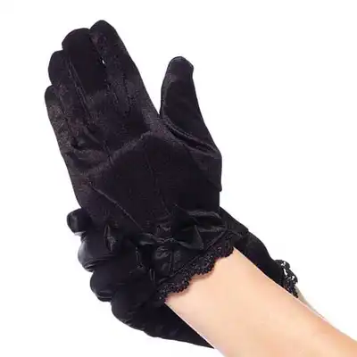 Leg Avenue - Lace Trimmed Satin Gloves With Bow Accent M.