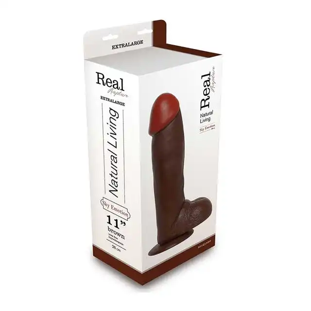 Real Rapture - Realistyczne, Brązowe Dildo. Extra Large. 28 cm.