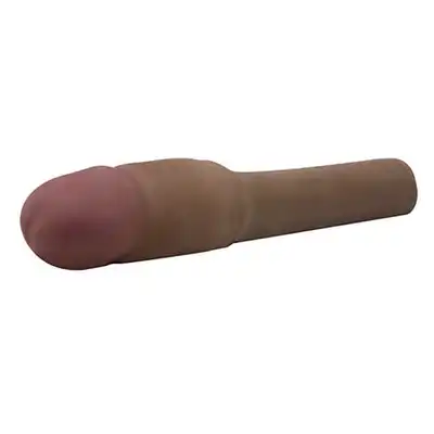 Cyberskin - Vibrating Xtra Thick Brown - Wibrująca Przedłużka Z Cyberskóry. +10 cm.