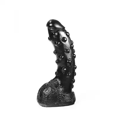 Dark Crystal - DC22 Black Dildo. Czarne dildo z kulkami na powierzchni 22 cm