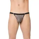 Softline - Mens Thong 4528 Grey Panther O/S. Męskie stringi w szarą panterkę